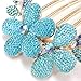 Charm Fashion Lady Girl Flower Pattern Alloy Rhinestone Barrette Hair Clip Comb Blue