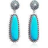 Turquoise Earrings for Women Western Style Boho Dangle Handmade Statement Jewelry