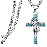 Fuguangju 925 Sterling Silver Celtic Cross/Serenity Prayer Cross/Lutheran Cross Rose Pendant Necklace Religious Jewelry Gifts for Men Women