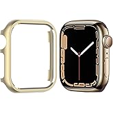 NINKI for Apple Watch 9/8 / 7 Case 45mm Gold, Aluminium Luxury Hard Metal Protective Cover for iWatch9 Bumper 45mm for Apple Watch Series 9 8 7 Women Men