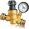 RVGUARD RV Water Pressure Regulator Valve With An Adjustable Knob, NO Tool Required, Brass Lead-Free Water Pressure Reducer with Gauge and Inlet Screen Filter for RV Camper Travel Trailer