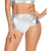 Vinaderhom Women's Metallic Booty Shorts Shiny High Waisted Rave Dance Festival Bottoms