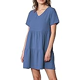Lock and Love Women's Summer Tunic Dress V Neck Casual Loose Flowy Swing Shift Dress