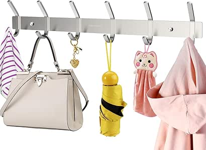 JQPFNPEI Estante de Gancho montado en la Pared con 6 Ganchos Estante de