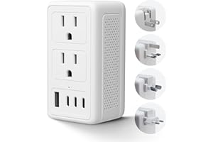 Mapambo 220V to 110V Voltage Converter US to Europe International Universal Travel Power Converter Adapter Combo for Hair Dryer US European EU AU UK Plug Adapter with 1 USB 3 USB C (Type A C G I)