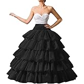 MeiLiMiYu Full Shape Hoop Skirt 5 Ruffles Layers Ball Gown Petticoat Underskirt Slip for Wedding Dress Adjustable Waist