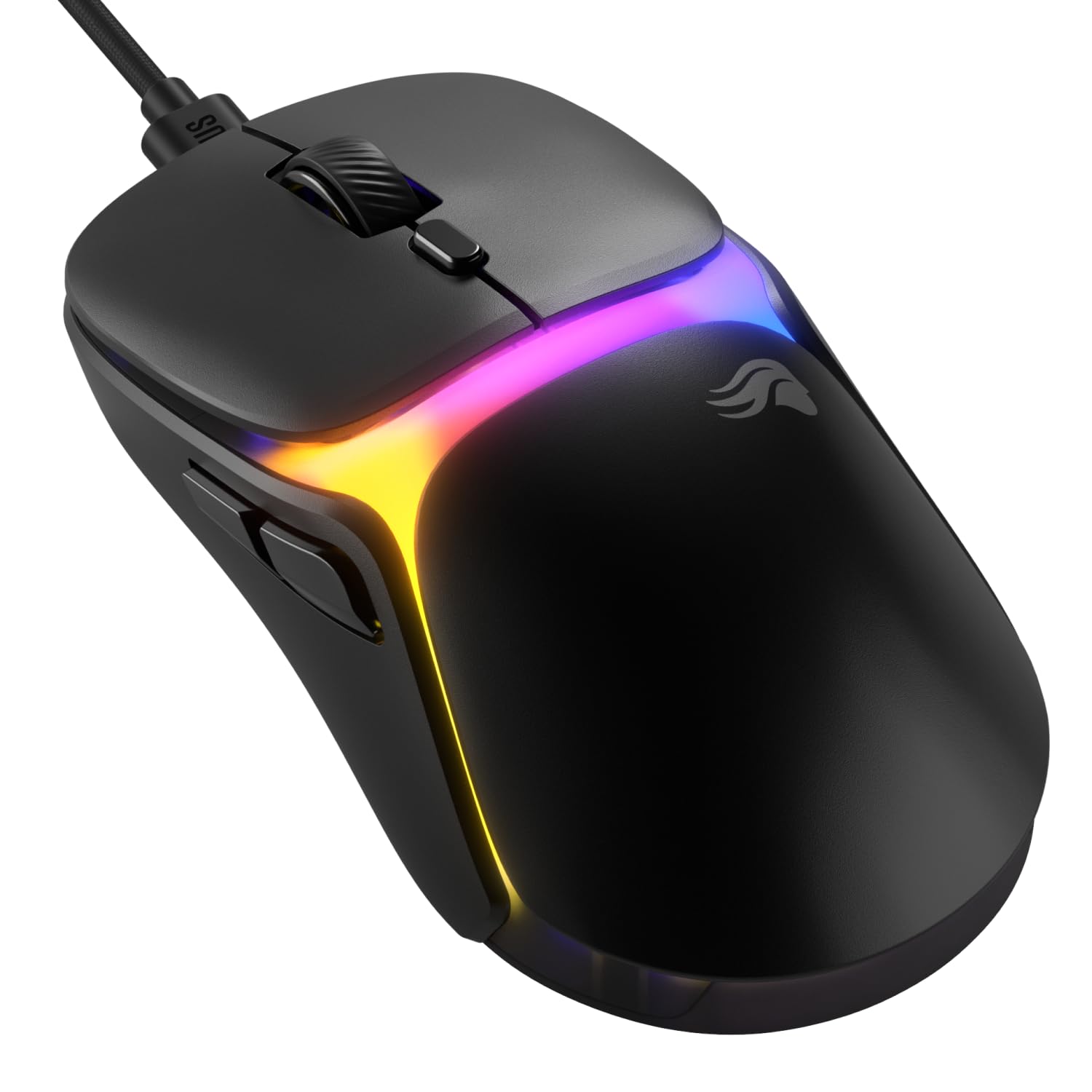 GLORIOUS Gaming Model O3 Wired Gaming Mouse - Ultralight 54g Weight, 130M Click Optical Switches, 30K DPI BAMF 3.0 Sensor, 750 IPS Tracking, 50G Acceleration, Supports All Grip Types - Black Image