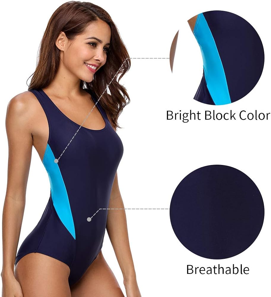 ALove Chlorine Resistance Athletic One Piece Swimsuits for Women UPF 50+ Sports Bathing Suits : Clothing