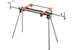 VEVOR Miter Saw Stand, 300lbs Load Capacity Steel Collapsible Stand for Miter Saw with One-piece Mounting Brackets Clamps, Ad