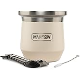 MADFLOW Yerba Mate Cup. Stainless Steel Mate Cup with 2 Bombillas. Double Wall Vacuum Insulated Yerba Mate Gourd. Unique Gourd And Bombilla Set