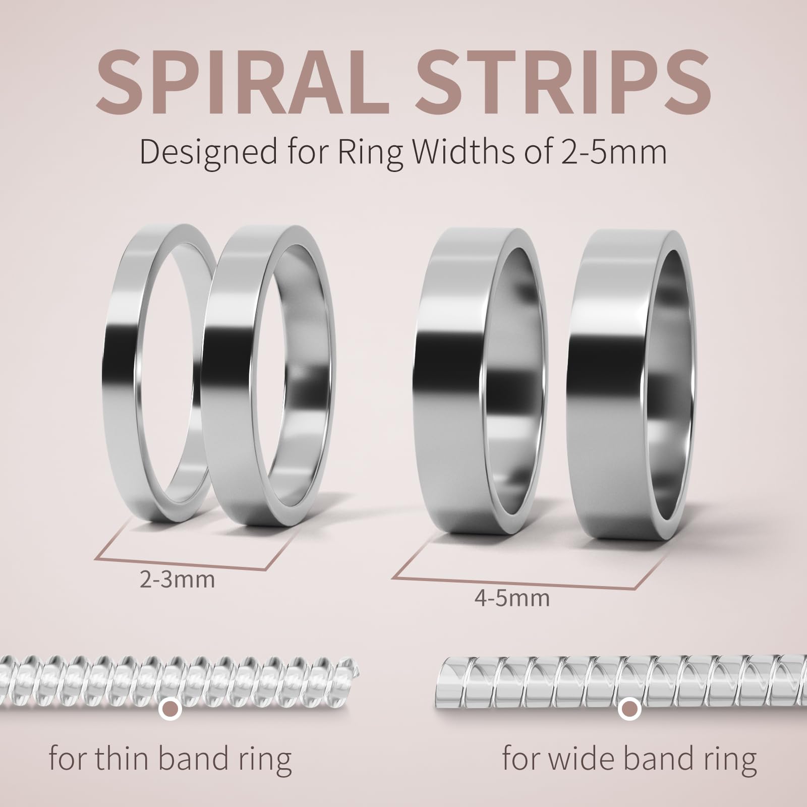 Ottemax Ring Sizers for Loose Rings - 12 Pack, 4 Sizes Ring Resizer, Invisible Guards Design for Women & Men, Spacers and Tighteners, Fits Bands Up to 6mm, Reduces Size by 0.5-1.5, by Ottemax