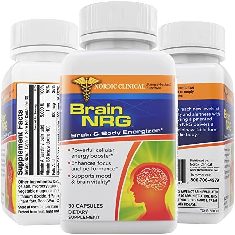 Nordic Clinical Brain NRG ATP/Nootropic Formula - 30 Capsules w/ LONGVIDA-SD® curcumin, NADH, Biotin 100mcg – True Brain & Body Energizer – Physician Formulated to Enhance Focus, Memory, & More