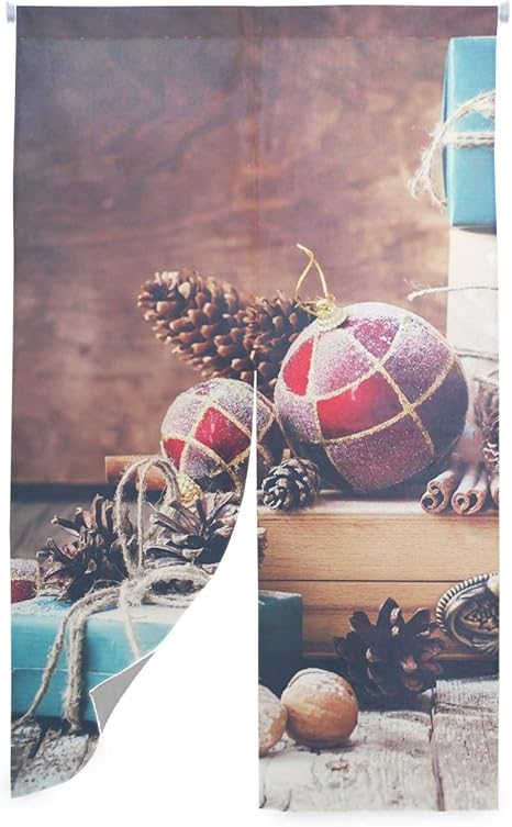 Amazon のれん 花粉 ほこりキャッチ クリスマスの飾り雪プレゼント松ぼっくりのれん のれん オンライン通販