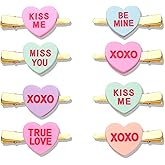 BVGA 8 Pcs Valentines Day Hair Clips for Women Triple Colorful Conversation Candy Heart Alligator Hair Clips Barrettes Hairpins Valentines Day Accessories Gifts for Her (8 Pack Candy Heart 2)
