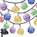 Solar String Lights Outdoor,Oak Leaf 19.7 ft 30 LED Rattan Ball LED Fairy Lights for Outdoor Garden Backyard Patio Party,Multi Colors,Warm White, 2 Modes