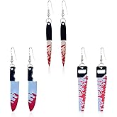Anmpab 3 Pairs Punk Knife Skull Dagger Drop Dangle Earring Set Gothic Acrylic Blood Printed Knife Earring for Women Hip Hop Halloween Party