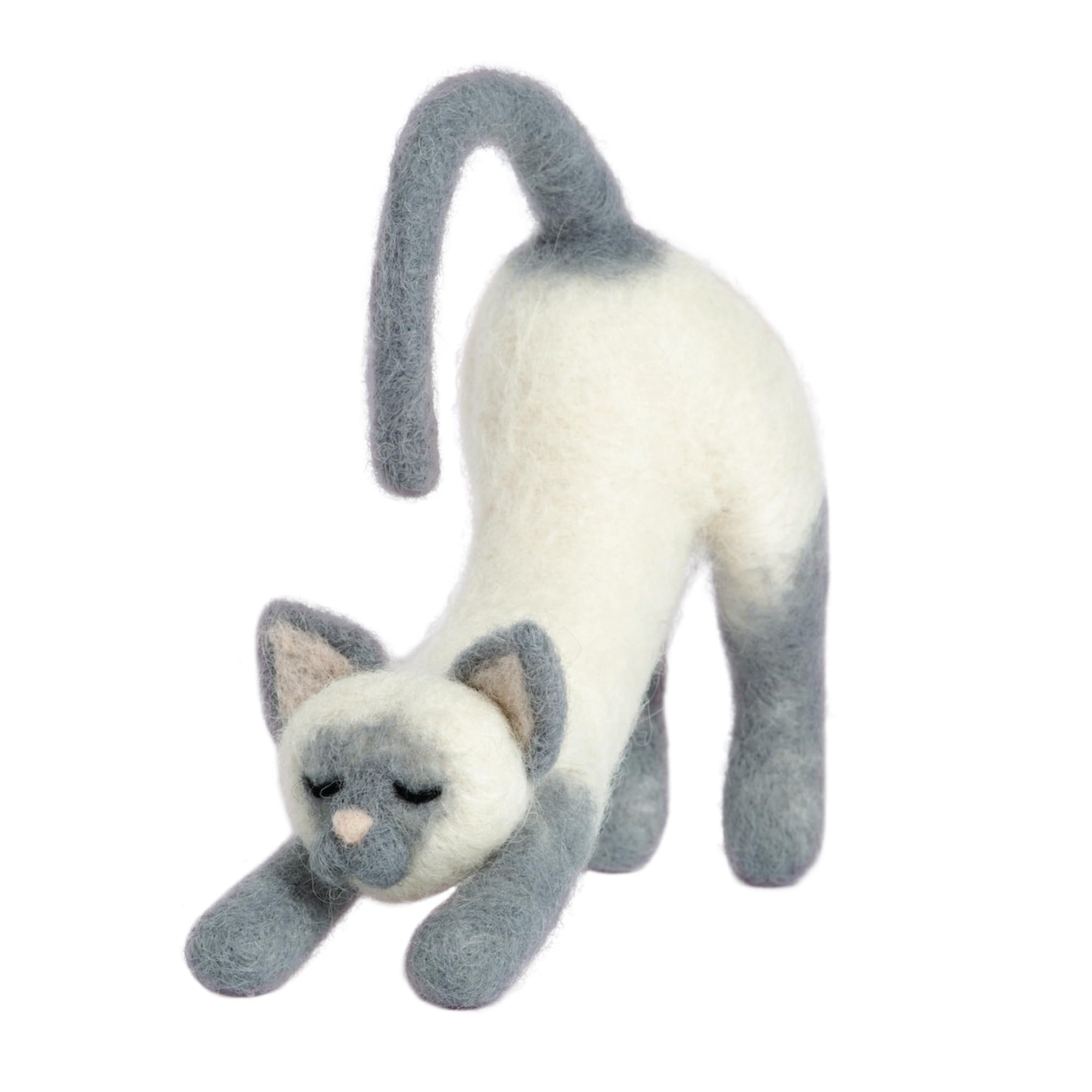 Hawthorn Handmade Stretching Cat Needle Felting Kit - Needle Felting Craft Kits For Adults UK, Includes Felting Wool, Needles, Foam Block & Instructions. Great For Adult Craft Gifts - Approx 15cm Long