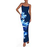 PRETTYGARDEN Womens Floral Maxi Dress Summer 2026 Sexy Spaghetti Strap Slip Bodycon Mesh Beach Vacation Dresses