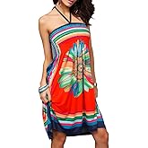 Sexyshine Womens Summer Strapless Floral Print Bohemian Vintage Tube Wrapped Chest Casual Mini Dress Beachwear Cover up