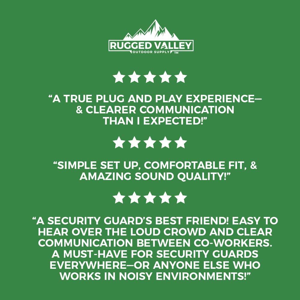 Rugged Valley Security Surveillance Headset w/PTT Mic - 2 Pin Acoustic Tube Earbud for Walkie Talkies & Two-Way Radios - Noise Reduction - Hands-Free - Compatible with Kenwood and Baofeng: Electronics