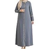istanbul styles Embroidered Sleeves Abaya with Side Zipper Embroidery Long Sleeve Floor Length Turkish Abaya for Women