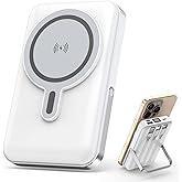 Magnetic Portable Charger, 10000mAh Multi-port Wireless Power Bank, 22.5W Mag Safe Battery Pack, Stand Portable Charger Built in Cables Compatible with iPhone 17/17 Air/17Pro/16/15/14/13,Samsung White