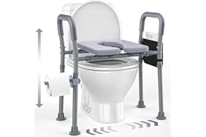 Dedibody Toilet Seat Risers for Seniors, Raised Toilet Seat with Handles, Adjustable Height & Width, Heavy Duty Up to 550lb Handicap Elevated Toilet Seat for Elderly, Pregnant, Fit Any Toilet