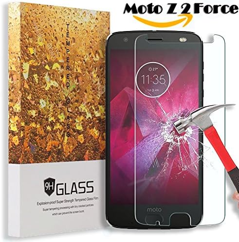 Moto Z2 Force Screen Protector, Kinond [9H Hardness] [Crystal Clear] [Bubble Free] Tempered Glass Screen Protector for Motorola Moto Z2 Force Edition/Moto Z Force (2nd Generation)5.5 inch (1 Pack)