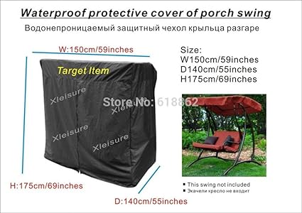 Pinkdose? Pinkdose Porch Swing Cover, 150X140X175Cm Two Seater Swing Chair Cover,Furniture Cover, Long Bar Swing Chair Cover for Free Shipping