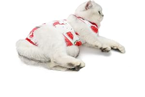 TORJOY Cat Professional Surgical Recovery Suit,E-Collar Alternative for Cats Dogs,After Surgery Wear, Pajama Suit,Home Indoor Pets Clothing (S(3.3-5.5lbs), Watermelon)