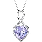 FJ Infinity Necklaces for Women 925 Sterling Silver Heart Birthstone Pendant Necklace Anniversary Birthday Jewelry