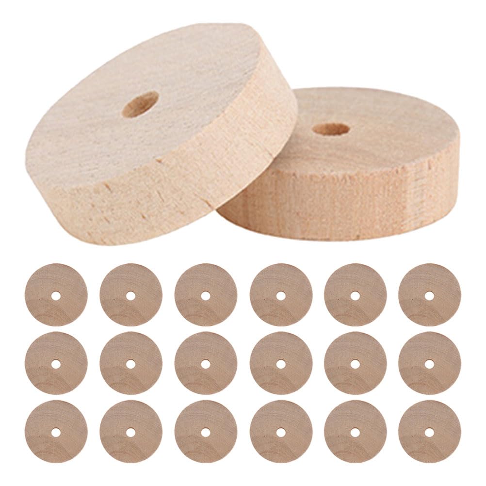TEHAUX DIY Wooden Wheels 1.18 Inch Unfinished Round Wood Pieces for Kids Crafting Painting and Woodwork Projects Natural Solid Wood Chips for Creative DIY Toys