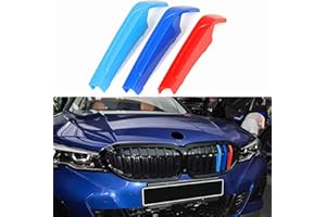 TOPGRIL M-Colored Stripe Grille Insert Trims M Sport Grille Insert Trim Strips For 2019-2022 BMW G20 G21 3 Series 330i 340i w/ 2020 2021 (8-Beams ONLY)