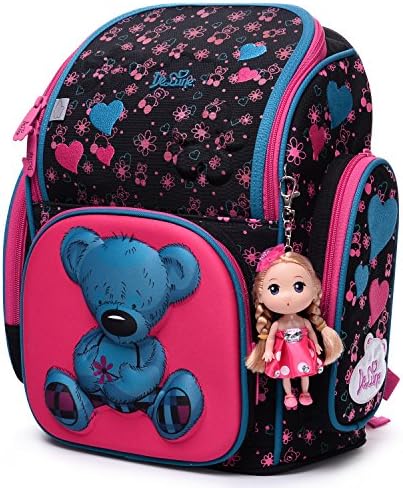 Delune Cute 3D Cartoon Kids Toys Backpack with Doll Key Ring | Water Resistant Isolated Back to School Bag | Lightweight Daypack for Girls (Multicolor) …