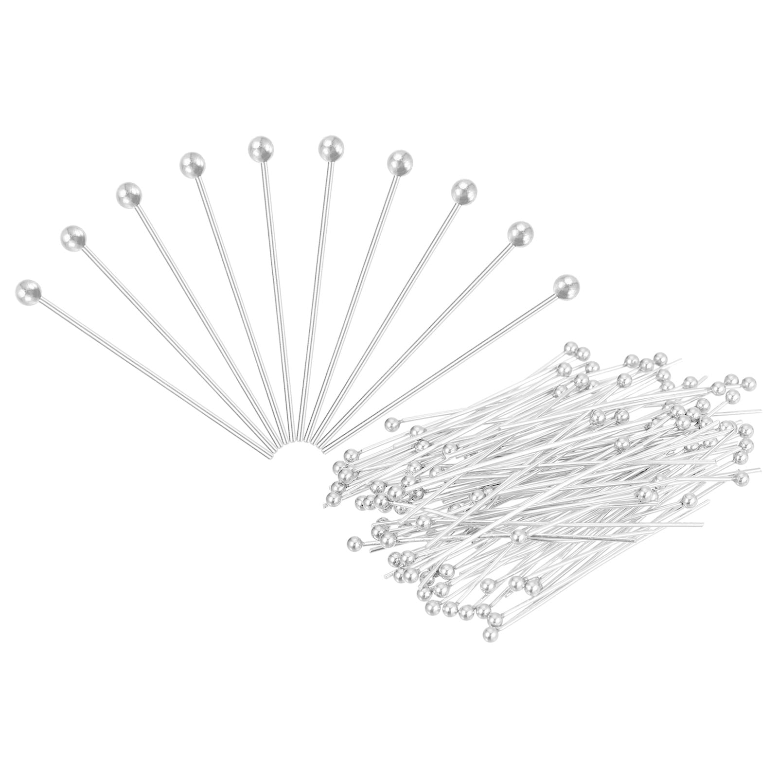 PATIKIL 200Pcs Silver Plated Ball Head Pins 24 Gauge 40mm Wire Head Pins Brass Round Ball Head Pins Metal End Head Pins for DIY Craft Bracelets