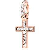 Sparkling Cross Charms fit Pandora Bracelet Necklace, Pave Faith Cross Pendant Christian Beads in 925 Sterling Silver, Gifts for God Mom/Goddaughter/Friends