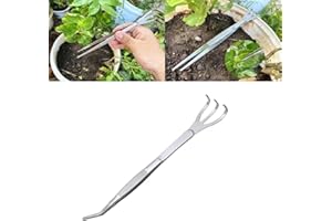 CTDWNT Bonsai Tweezers, Bonsai Root Rake Plants Tweezers,9 inch Long Handle Stainless Steel Straight and Curved Tweezers Nippers,Comfortable Ridged Handle for Garden, Kitchen, Indoors and Outdoors(B)
