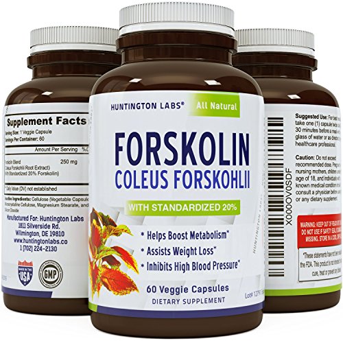 UPC 680596666752, Pure Forskolin Supplement - Highest Grade &amp; Powerful Antioxidant, Weight Loss, Boosts Energy for Women &amp; Men 60 Veggie capsules - Guaranteed By Huntington Labs