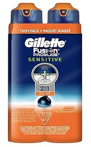 Gillette Fusion ProGlide Sensitive 2 in 1 Shave Gel, Active Sport, 12 Ounce, Twin Pack