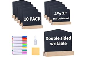 Lot de 10 mini tableaux noirs réutilisables avec chevalet pour étiquettes alimentaires, panneaux de tableau à message double 