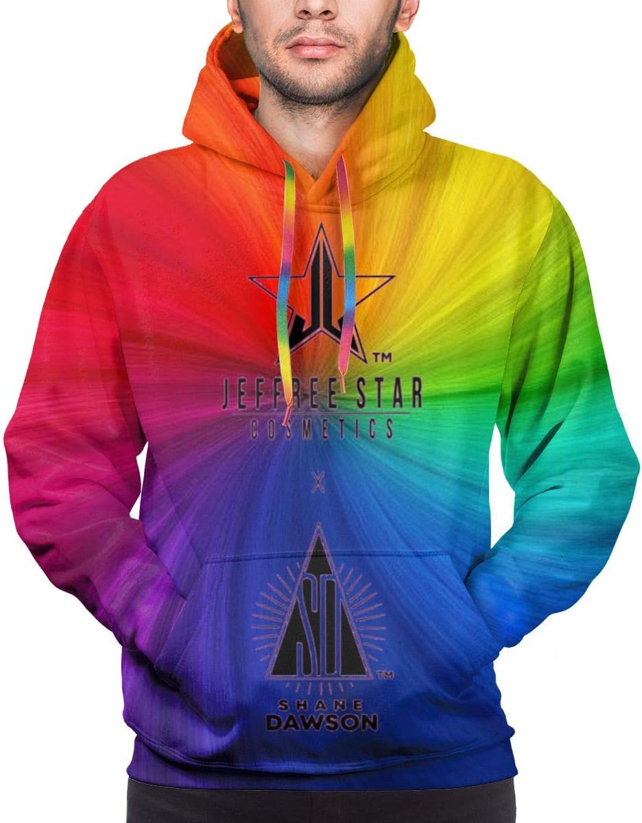 Neuew Jeffree Star Mens Pullover Hoodies,Two-Sided Galaxy Printed Casual Long Sleeve Hooded Sweatshirt for Mens