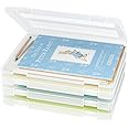 iBune 4 Pack A4 File Paper Storage Box, Scrapbook Paper Storage Boxes for 8.5 x 11 Paper, Plastic Board Game Storage Art Sppuly Storage Organizer Craft Organizer Box, Inner Size 12.2 x 8.9 x 0.7 in