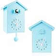 KEYPOWER Cuckoo Clock Cuckoo Wall Clock,Cuckoo Bird Voices Call, Design Clock Pendulum, Bird House, Wall Art Home Living Room Kitchen Office Decoration (Blue)