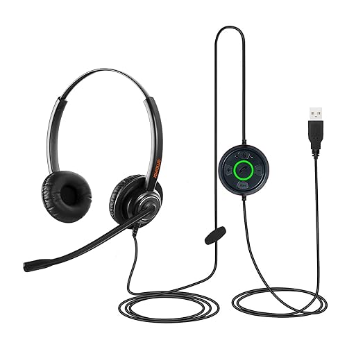 Wired Stereo USB Headset with Noise Cancelling Microphone, USB