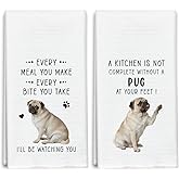 DOIUCRO Funny Pug Dish Towels for Kitchen Sets of 2, Gifts for Pug Dog Lover, Drying Cloth Tea Towel Hand Towels for Cooking Baking Bathroom Decor, 16 x 24 Inch -22