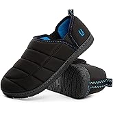 LongBay Men's Outdoor Slippers Two Tone Warm Memory Foam Slip On Indoor House Shoes bedroom Loafers