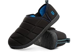 LongBay Men's Outdoor Slippers Two Tone Warm Memory Foam Slip On Indoor House Shoes bedroom Loafers