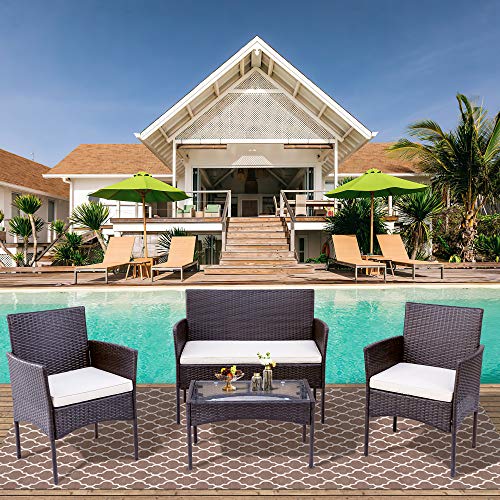 WYLZLIY-Home Gartenmöbel-Sets Gartenlounge Set Balkonmöbel Set Rattan-Gartenstühle Mit Couchtisch Und Kissen Bistro Set…