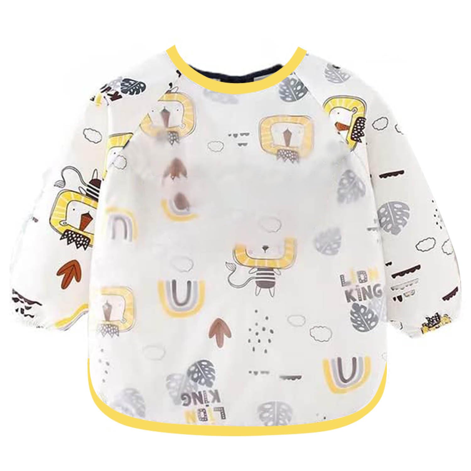 ZEACCT 1 Pcs Baby Smock Dining Bib with Removable Sleeves, Durable and Waterproof Full Body Cover for High Chair Use, Ideal for Weaning and Mess-Free Meals