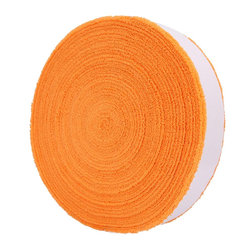 WALLFIRE 10M Badminton Tennis Racket Anti-skid Cotton Towel Grip Big Reel Towel Grip Roll Overgrip Sweatband Tape Absorbed Wraps (Color : Orange)